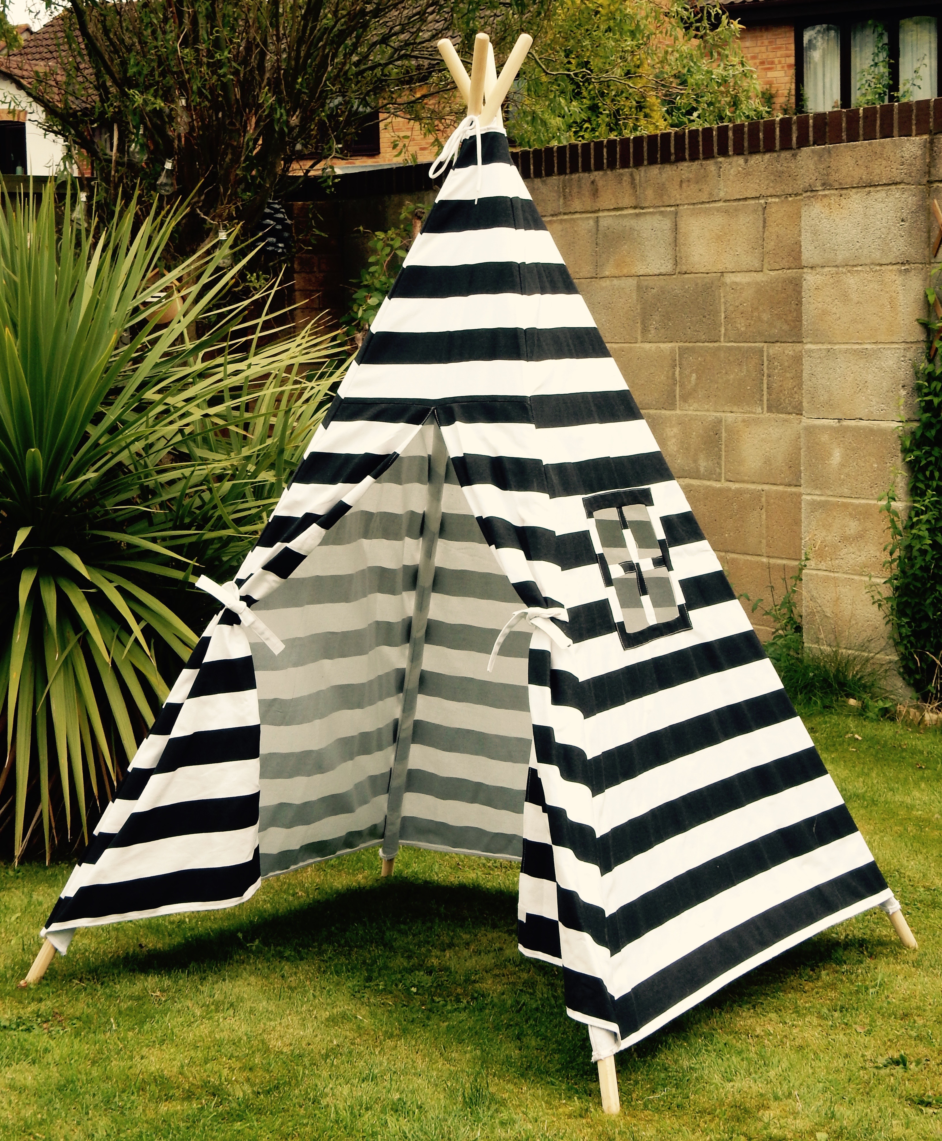 black and white teepee front